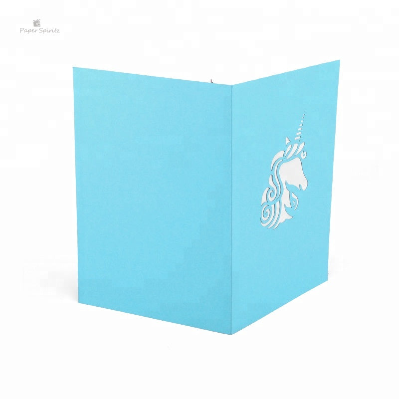 B - Birthday Cut Rainbow Unicorn 3d Pop Up Card