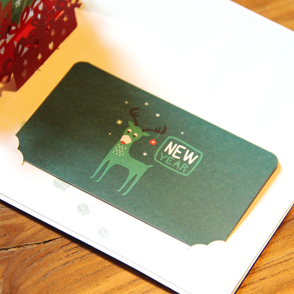 C - Christmas tree and deer pop up card