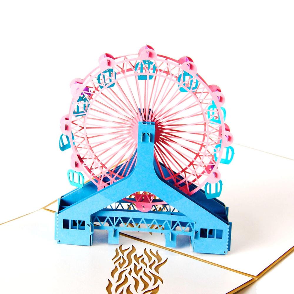 A1 - London eye Paper Custom Cut 3D Pop Up Birthday Holiday Festival Greeting Cards