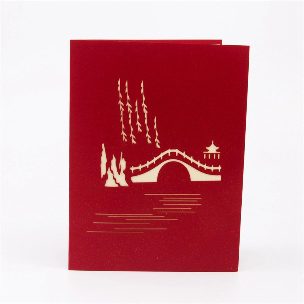 A1 - Lover under the bridge Laser cut eco-friendly paper 3D pop up greeting cards for women