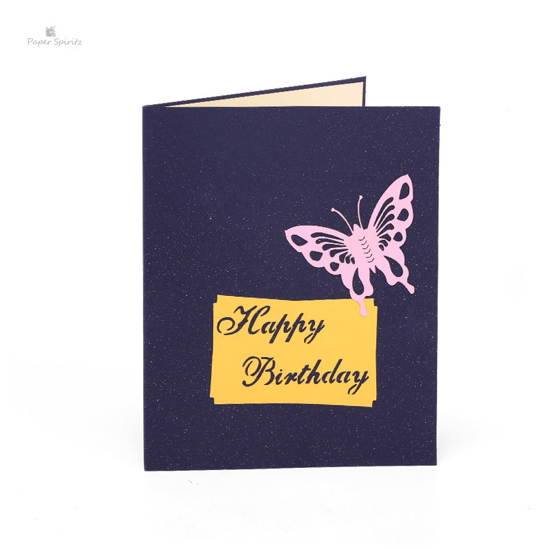 B - Happy Birthday 2 Layers Cake Pop Up Greeting Card with Cute Red Candle Envelope