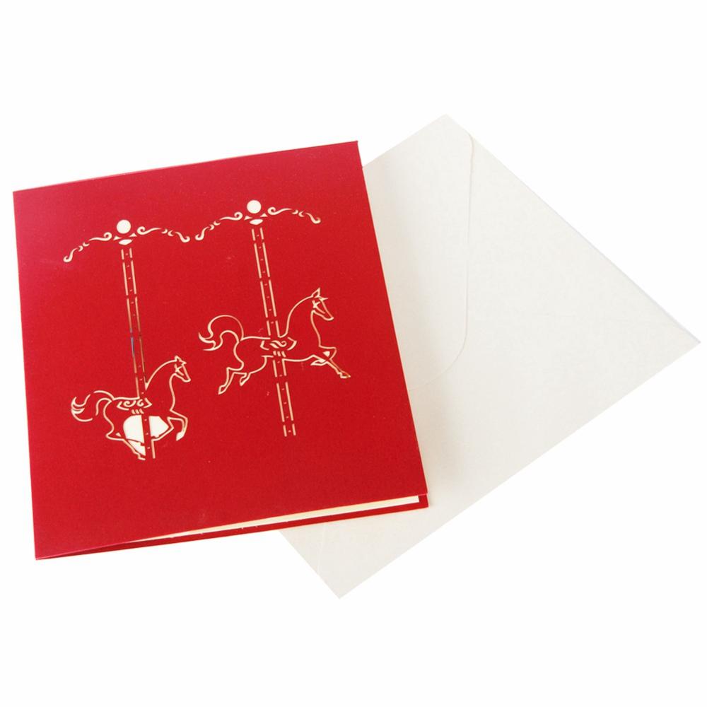 C - Carrousel paper craft pop-up greeting card