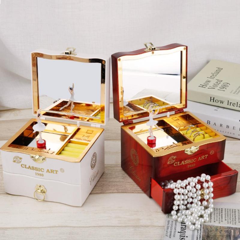 Music Box Dancing Ballerina Jewelry Storage Old Timer Vintage Retro Style Home Decor Musical Gift Toy