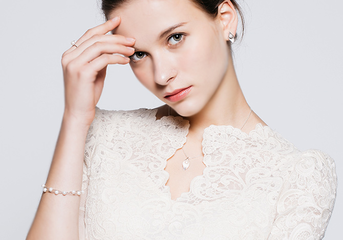 925 sliver fashion sweet and temperament unique pearl leaf shape necklace women