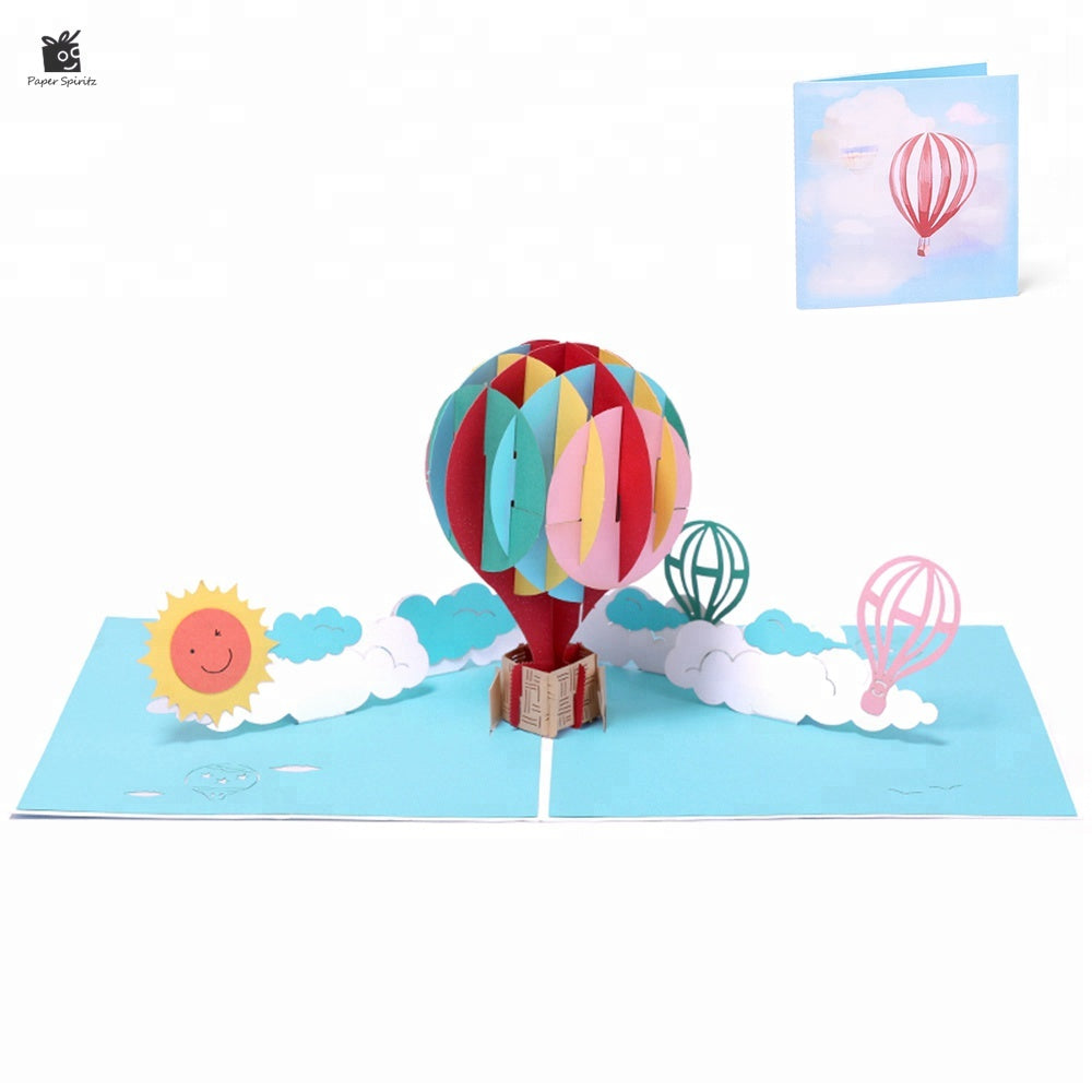 A1 - Hot air Balloon birthday greeting 3d pop up greeting card