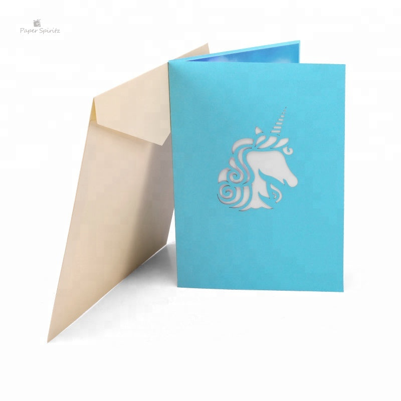 B - Birthday Cut Rainbow Unicorn 3d Pop Up Card