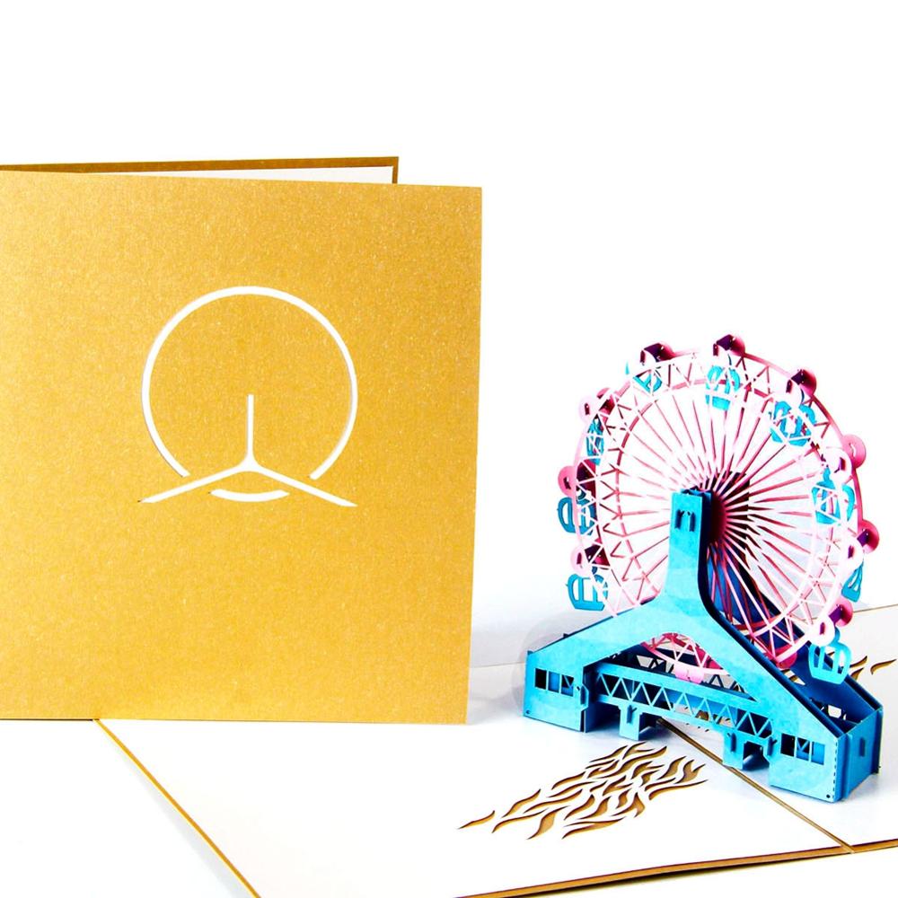 A1 - London eye Paper Custom Cut 3D Pop Up Birthday Holiday Festival Greeting Cards