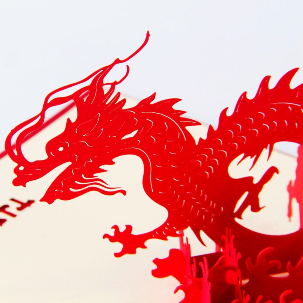 C - Chinese 3D dragon pop up card for new year gifts