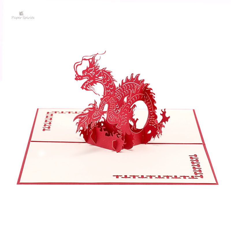 C - Chinese 3D dragon pop up card for new year gifts