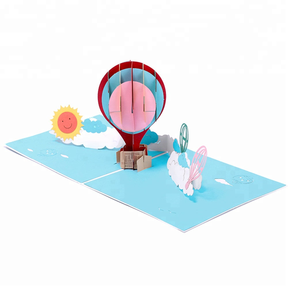 A1 - Hot air Balloon birthday greeting 3d pop up greeting card