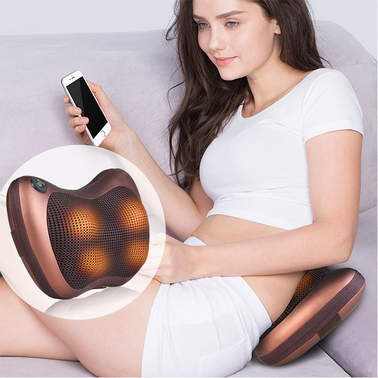 Shiatsu Pillow Massager use at Home or Car Gift Deep Kneading Massage Therapy Shoulder Neck Back