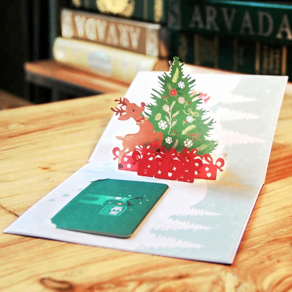 C - Christmas tree and deer pop up card