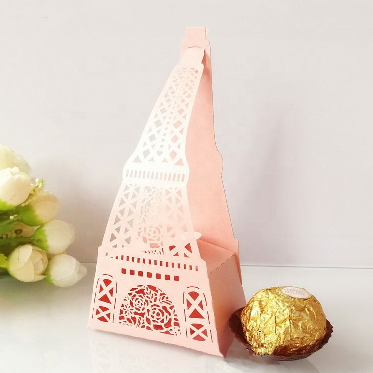 M - 20pc Eiffle Tower Party Favor Boxes Laser Cut Box Graduation Birthday Wedding Bridal Gift Favour