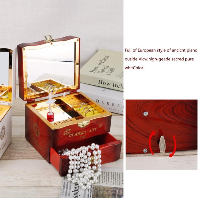 Music Box Dancing Ballerina Jewelry Storage Old Timer Vintage Retro Style Home Decor Musical Gift Toy