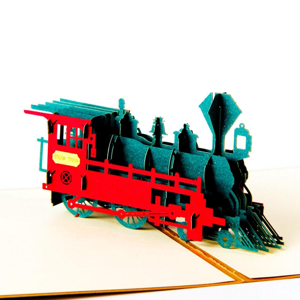 A2 - Train 3D Pop Up Card with Envelope