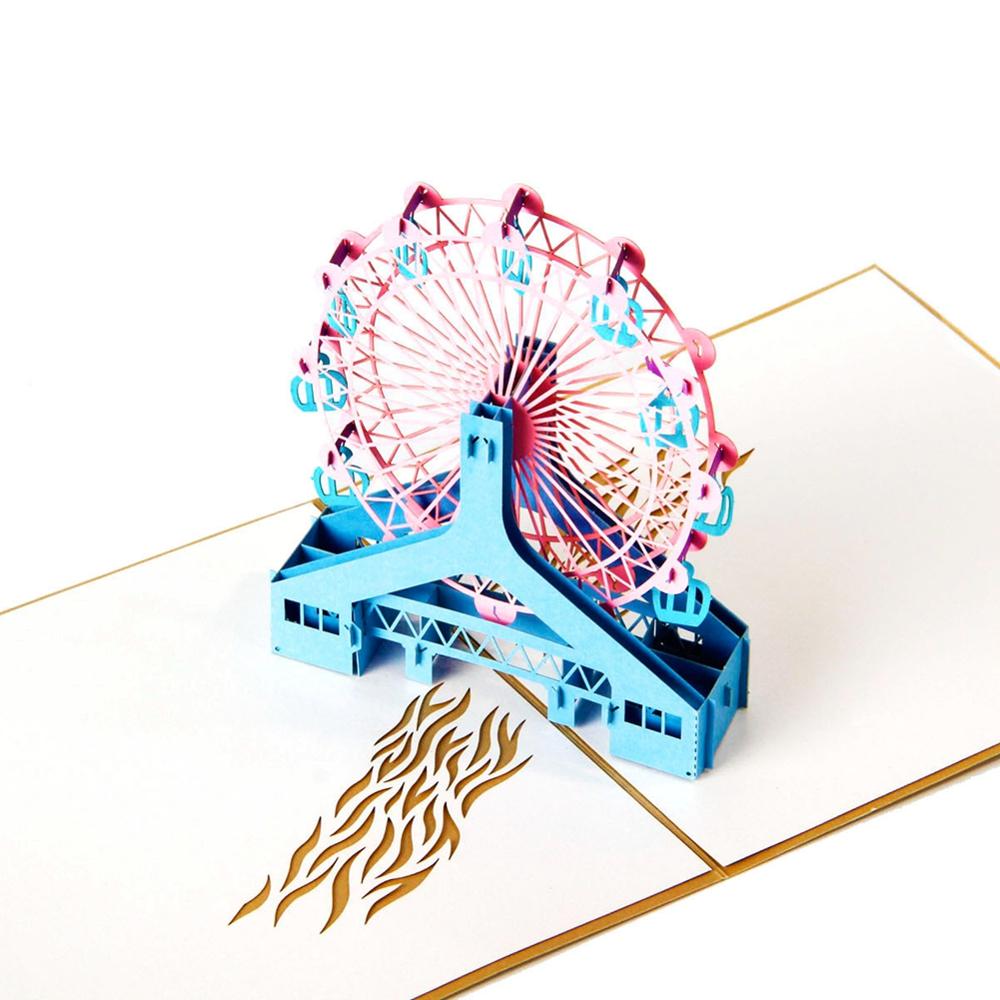 A1 - London eye Paper Custom Cut 3D Pop Up Birthday Holiday Festival Greeting Cards