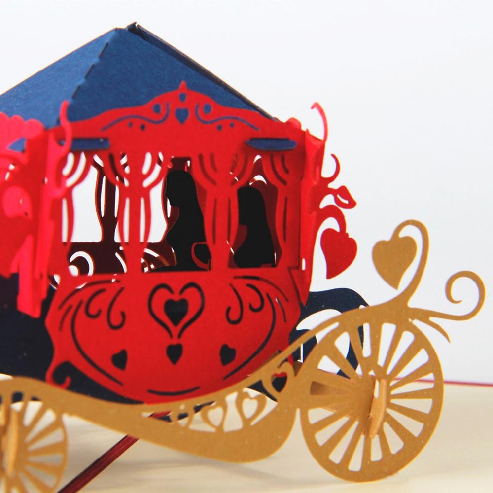 A2 - Wedding Pop Up Cards Dwarm 3D Wedding Carriage