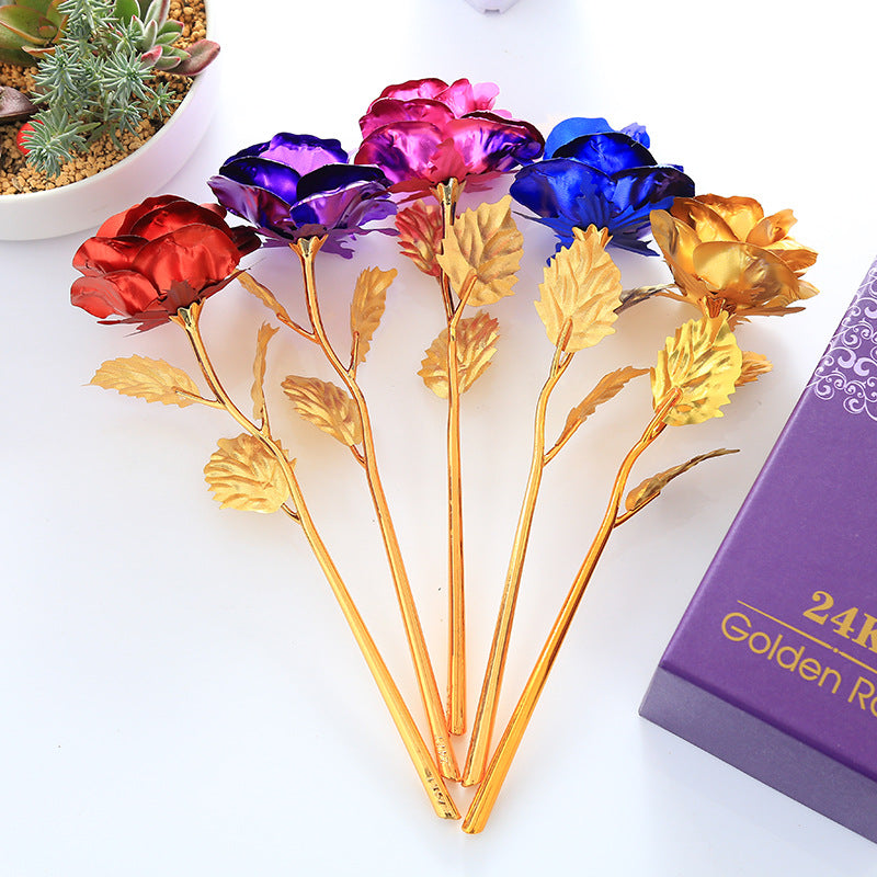 24K gold plated foil roses in a Gift Box Red, Pink, Purple, Gold, Blue & Galaxy Rose Gift