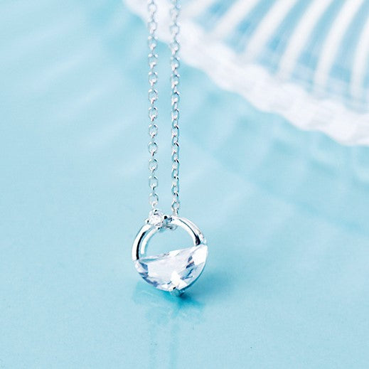 Fashionable temperament A pool of spring water 925 Silver Necklace