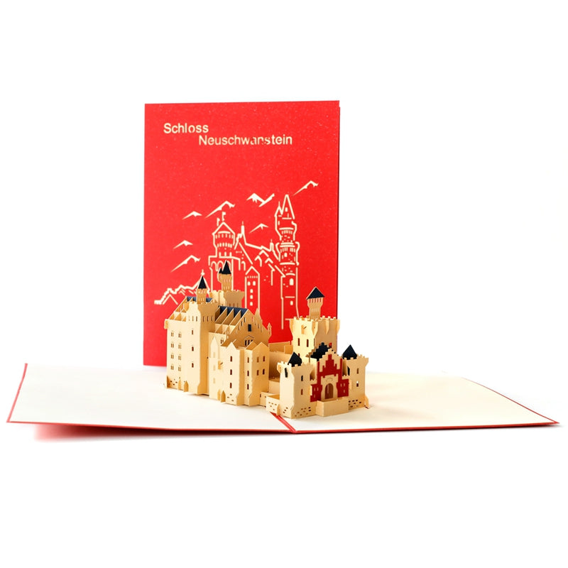 A2 - Schloss Neuschwanstein Pop Up Card Handmade New Swan Stone Castle Creative Origami Gift Cards Wholesale