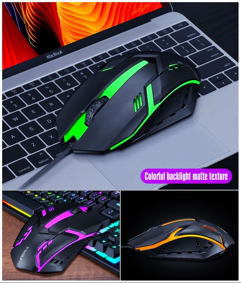 N - TF200 Rainbow Backlight Gaming Mechanical Keyboard and Mouse Set USB Wired 104 Keys LED For Windows PC