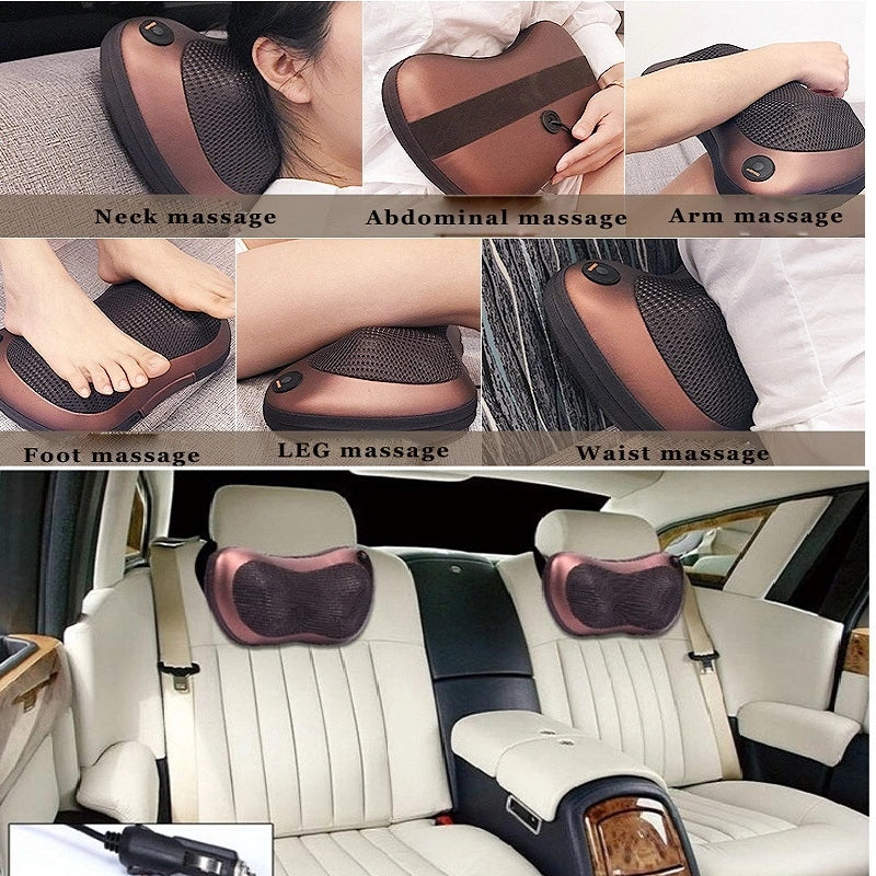 Shiatsu Pillow Massager use at Home or Car Gift Deep Kneading Massage Therapy Shoulder Neck Back