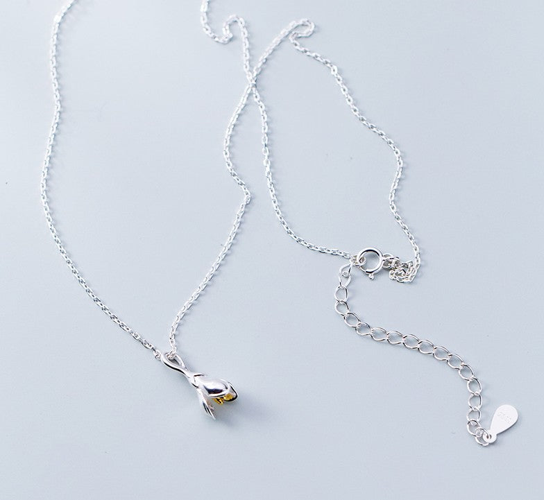 Rose Flower Necklace 100% Pure silver Rose Pendant for girls