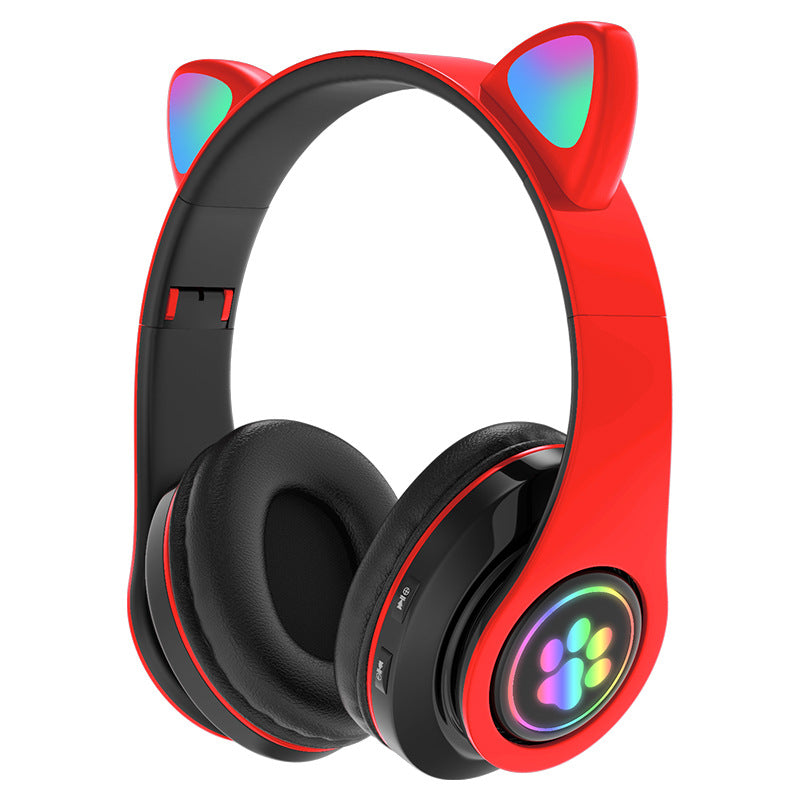 H - Cat Ear LED Bluetooth Wireless Headphones Foldable With Microphone