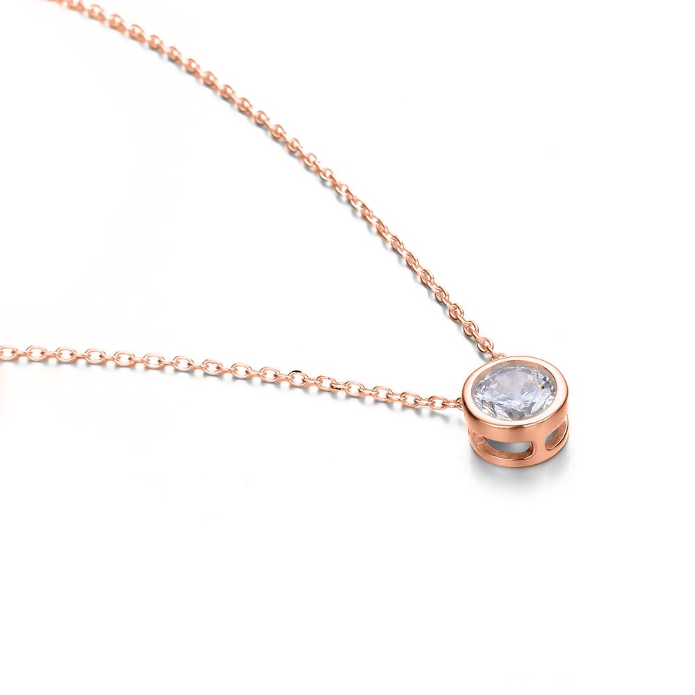 C - 14K Gold Plated Dainty Crystal Necklace Pendant Stainless Steel Base Elegant Gift