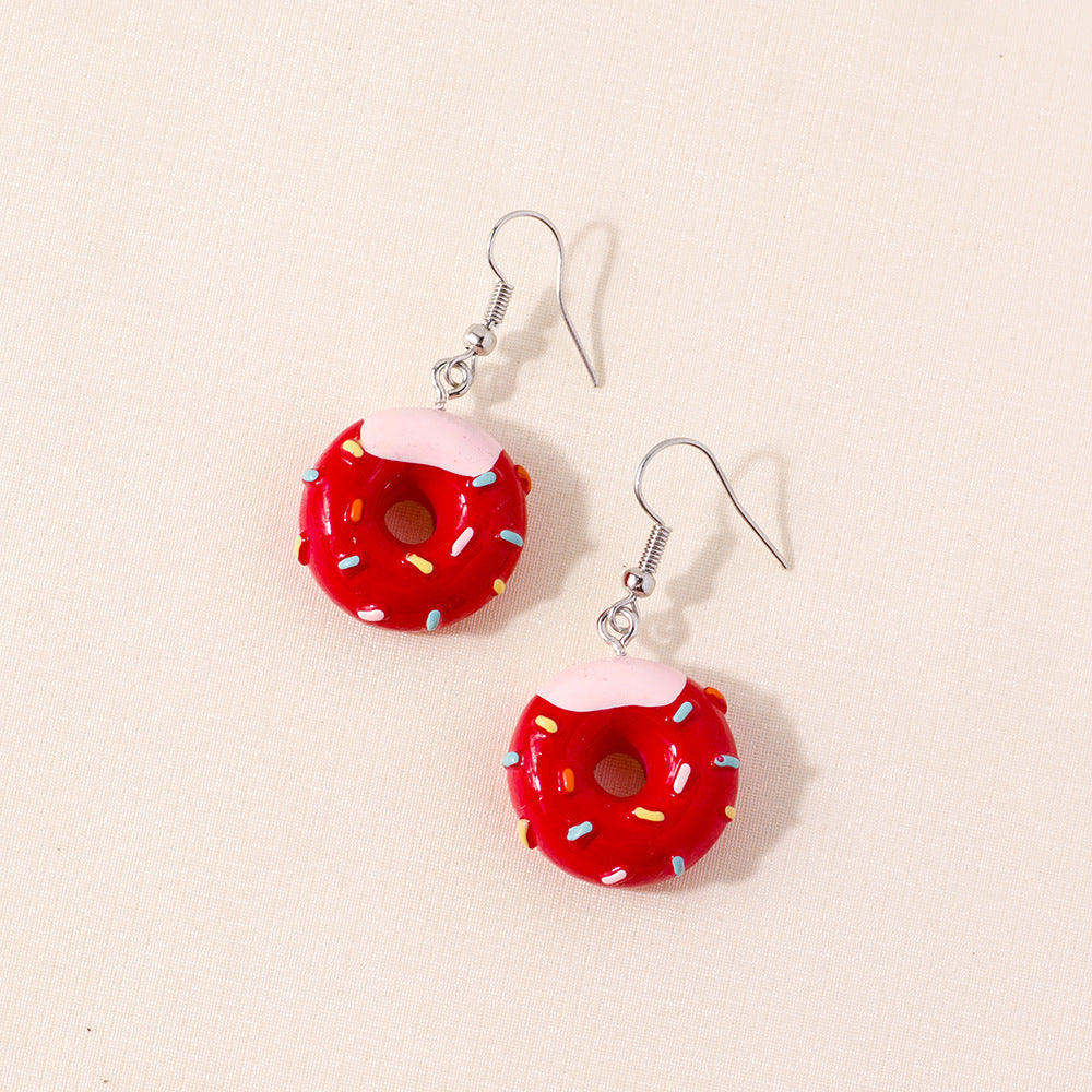SS - Mini Donuts Charm Earrings Sprinkles Glazed Doughnut Dangle