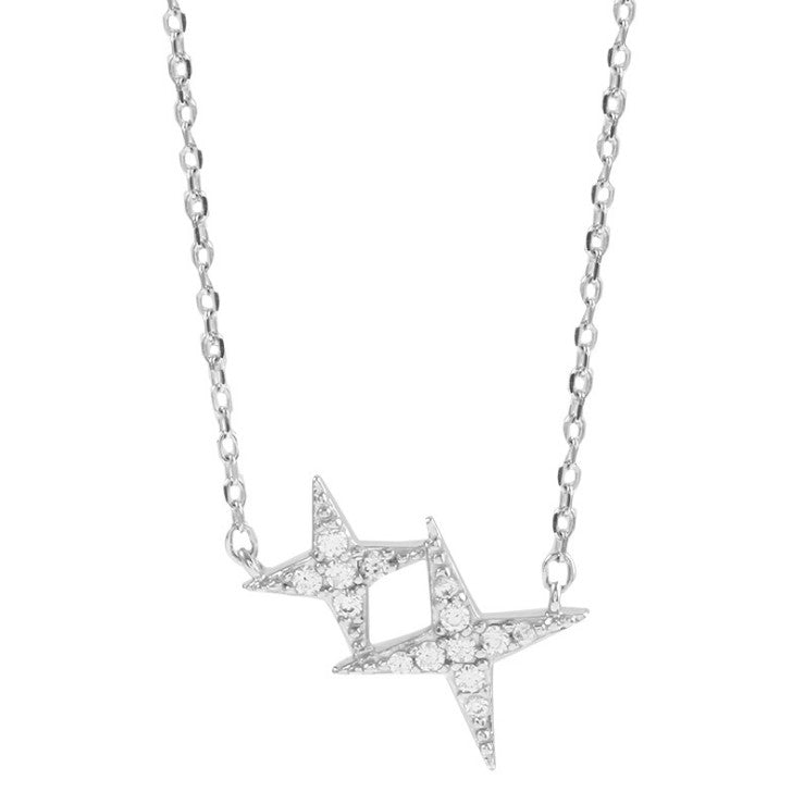 O - Shooting Stars 925 silver jewelry star Zircon pendant necklace