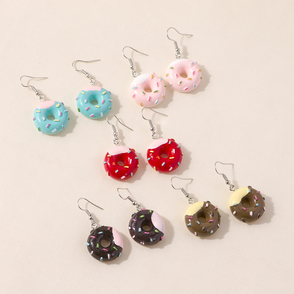 SS - Mini Donuts Charm Earrings Sprinkles Glazed Doughnut Dangle