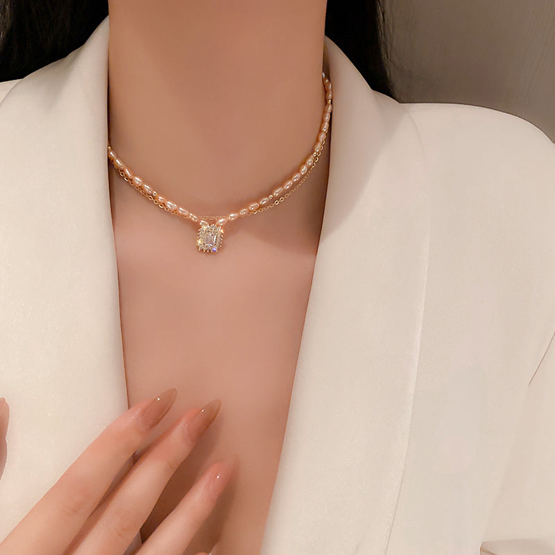 S - Real Gold Plated Two Layer Pearl Necklace