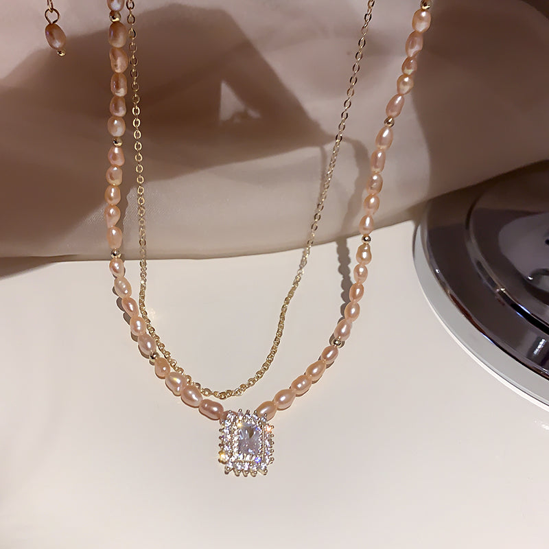 S - Real Gold Plated Two Layer Pearl Necklace