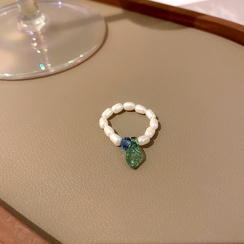 Crystal Pearl Flower Fruit Ring Women
