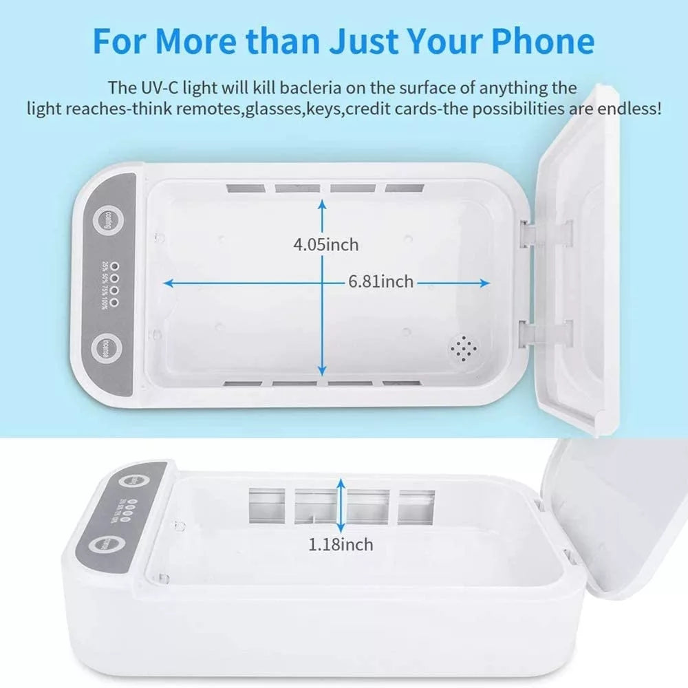 K - UVC Sanitizer Box UV Sterilizer 99% Cell phone charging case Aromatherapy USB Charging White