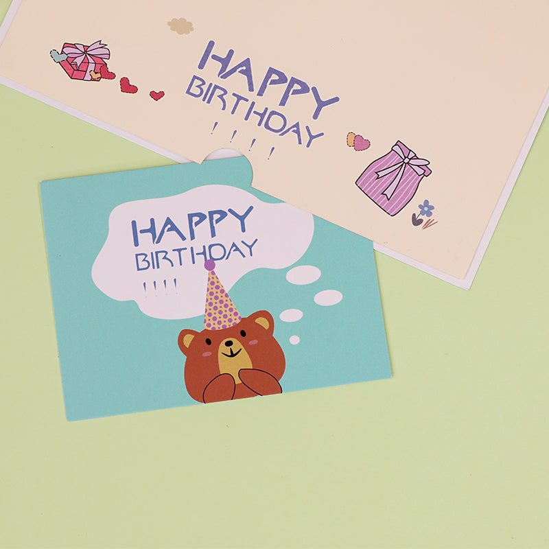 B - 3D Bear Birthday Cake Invitation Pop Up Creative Gifts Greeting Cards