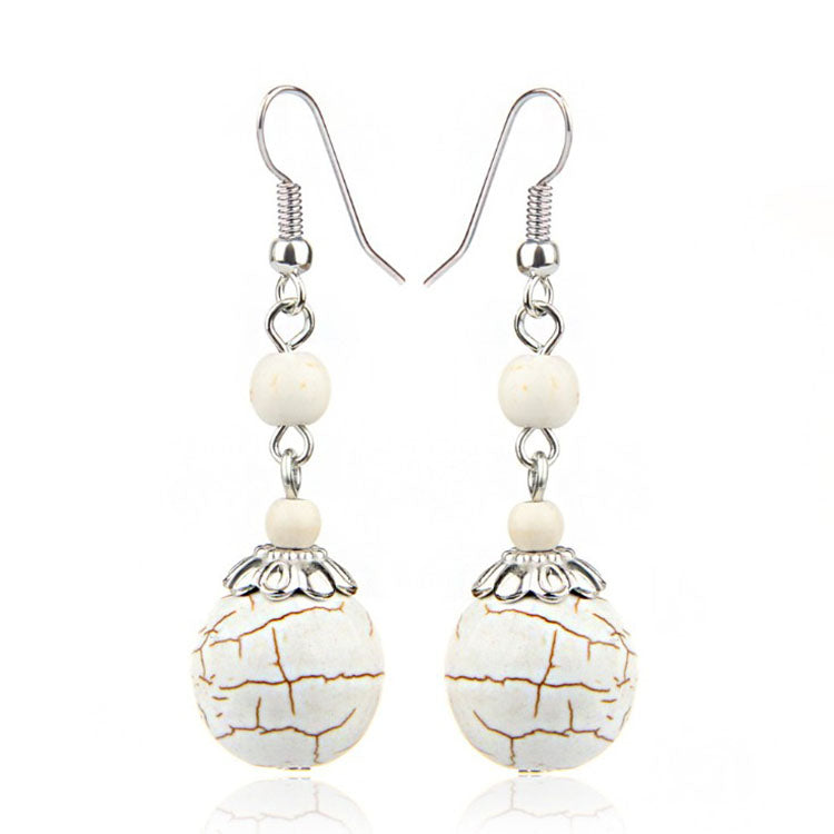 Z - White Turquoise Earrings Natural Polished Stone Dangle Drop Cluster Boho Bohemian