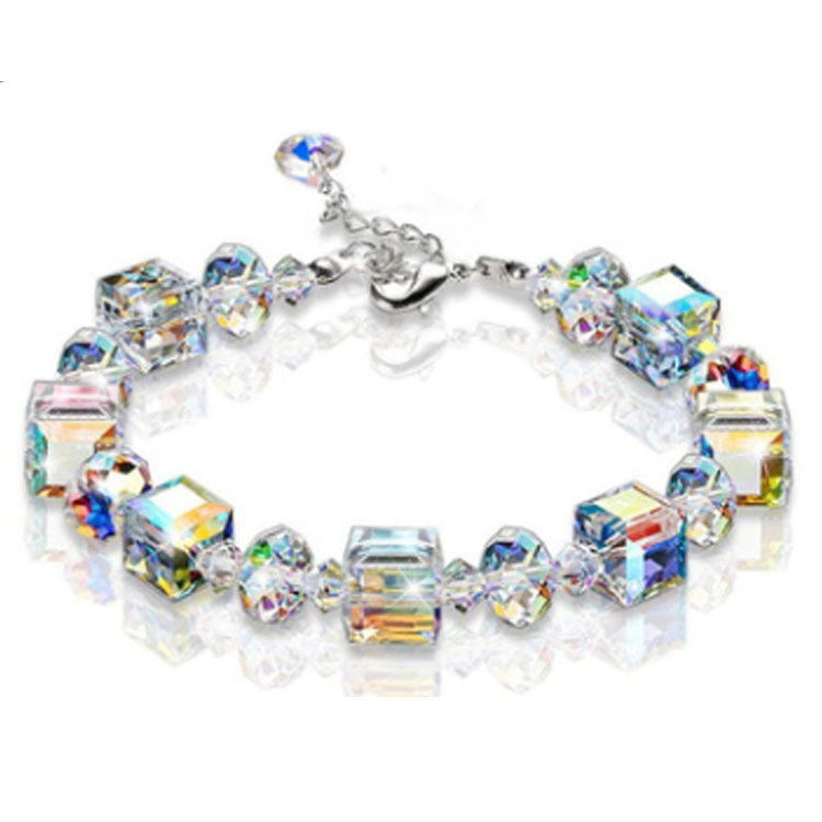 U - Lobster Clasp Sparkling Bracelets Colourful Aurora Geometric Crystal Bracelet For Girls Gifts