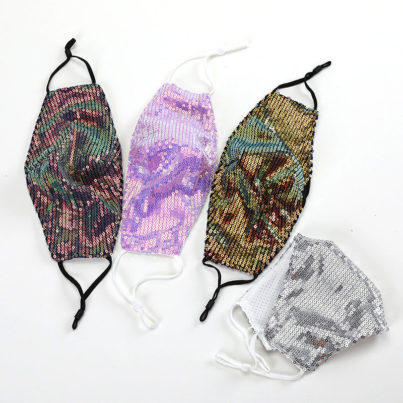 Sequin Face covering Cloth Facemask w/ filter Facemask for Adult