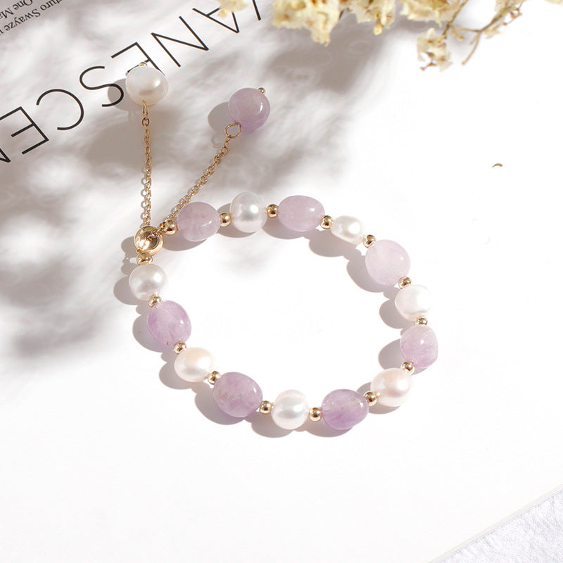 Baroque Freshwater Pearl Crystal Bracelets Nature Colourful Bead Adjustable Bracelet For Girls