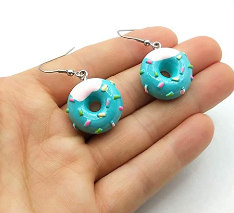 SS - Mini Donuts Charm Earrings Sprinkles Glazed Doughnut Dangle