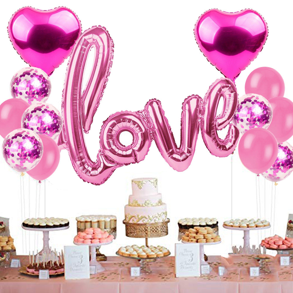 M - Heart Shape Foil Love Balloons Decorations Kit Romantic Balloons For Wedding Anniversary Valentines Day