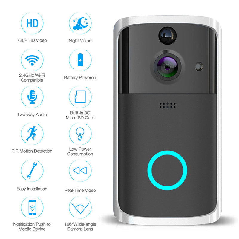 P - Aiwit Phone App 720P WiFi Video Wireless  Smart Doorbell V5 With Chime And Rechargeable Batteries For Phone Home Security