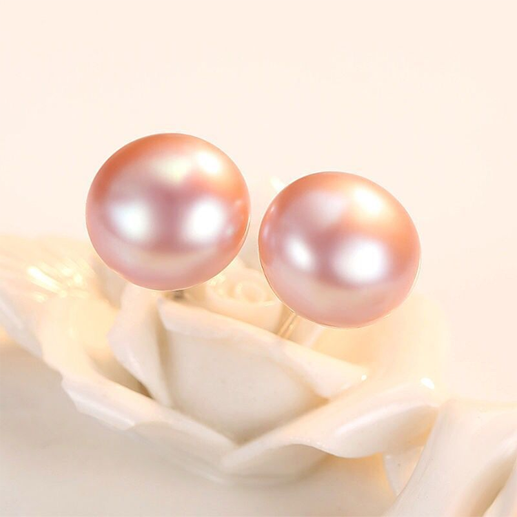 PD - Real Pearl Earrings Celeste Collections Pink Round Pearls Earring 925 Sterling Silver gift box