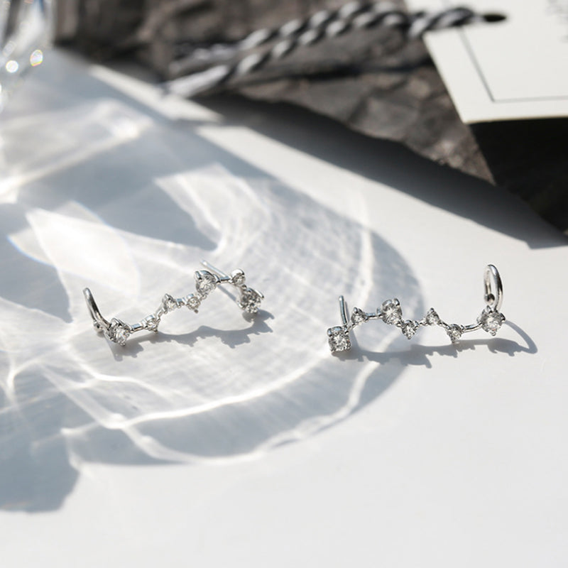 N - Constellation Stars Earrings 925 Sterling Silver Cubic Zirconia Stud Earrings Gift