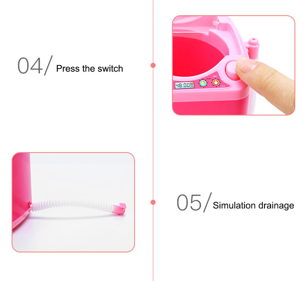 A - Mini Electric Makeup Brush Cleaner Makeup Sponge Washing Machine Dollhouse Toy Automatic Washer USB