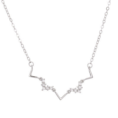 925 silver plated electrocardiogram CZ stone choker necklace