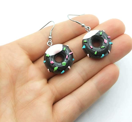 SS - Mini Donuts Charm Earrings Sprinkles Glazed Doughnut Dangle