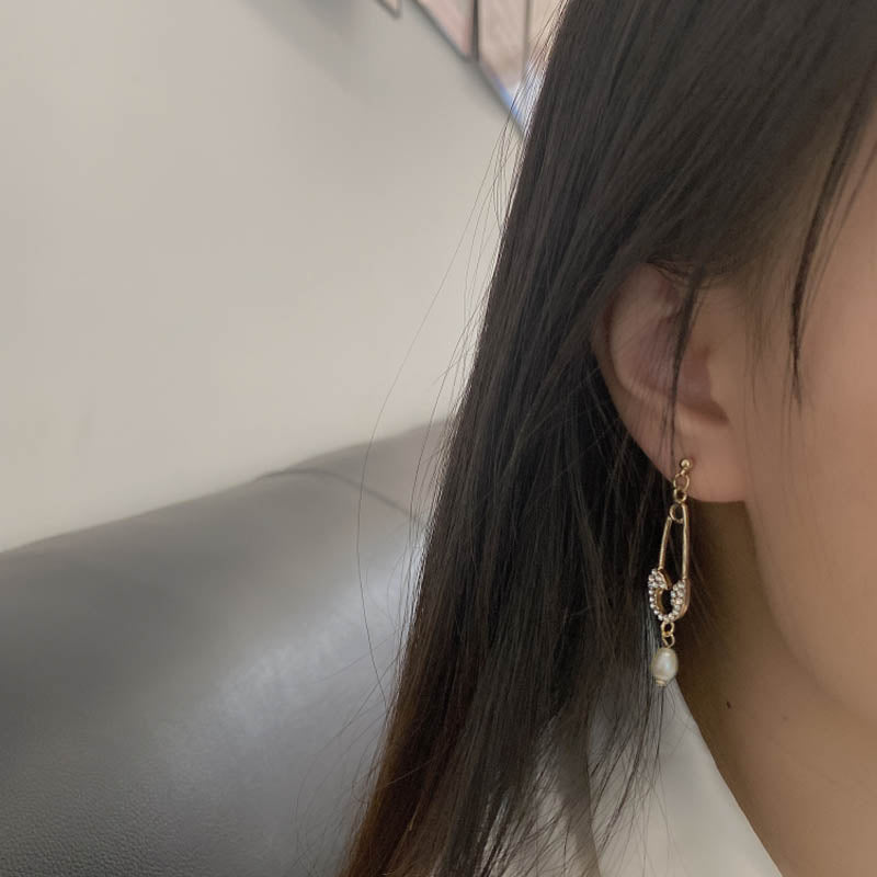 N - Real Pearl Baroque Crystal Paper Clip Gold Earrings Gift Girls Birthday Wedding Anniversary Gifts
